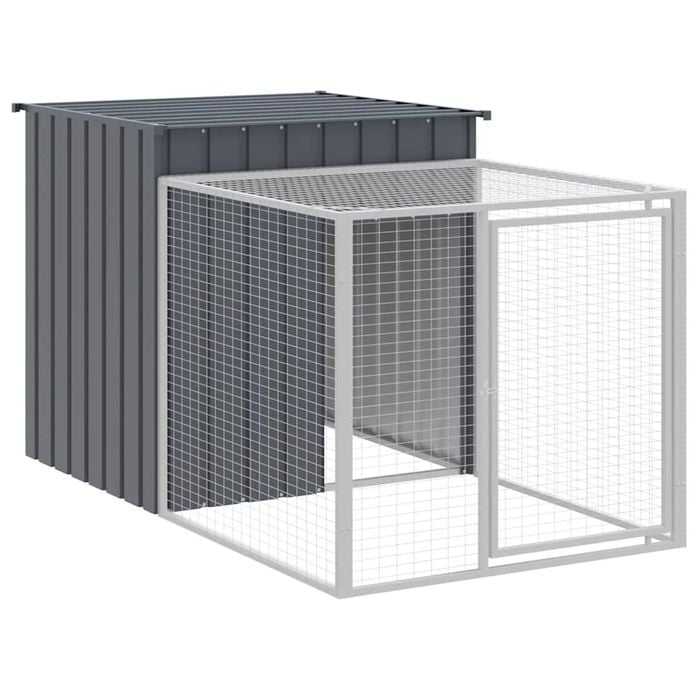 vidaXL Chicken Coop Chicken Cage with Roof and Run Anthracite Galvanised Steel 110x201x110 cm