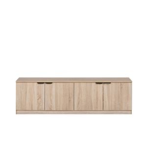European Cabinetry Natural Oak Slim Pull Black Handles Bucharest TV Unit