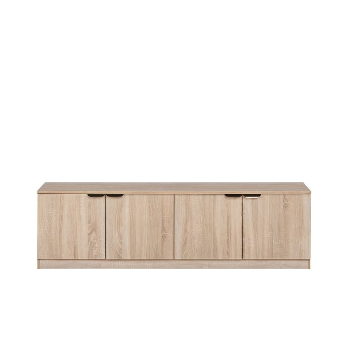 European Cabinetry Natural Oak Slim Pull Black Handles Bucharest TV Unit