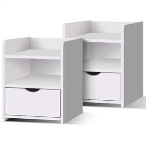 ALFORDSON 2x Bedside Table Hamptons White