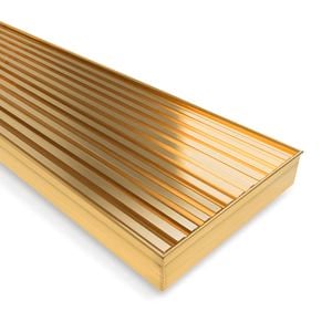 Forme 900 × 100mm Brushed Gold PVD Stainless Steel Mesh Floor Waste