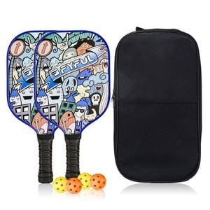 Catzon Pickleball Paddles Set 2 Rackets With Balls And Bag Fiberglass Surface Pickleball Racquet Set-blue