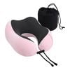 Wanderlite Travel Neck Pillow for Airplanes Memory Foam with Storage Bag, Pink