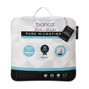 Bianca Relax Right Pure Microfibre Quilt 300gsm Home Bedding White Single Bed