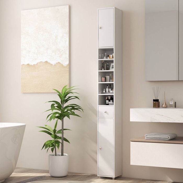 Costway 1.8m Slim Bathroom Cabinet Storage Organizer White