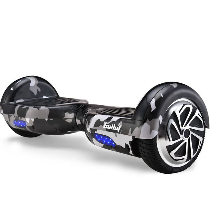 BULLET Gen III Hoverboard Scooter, Dual Copper Motors, UL Certified, AU Compliant, 6.5" Wheels, LED Lights, Carry Bag, Camo Grey