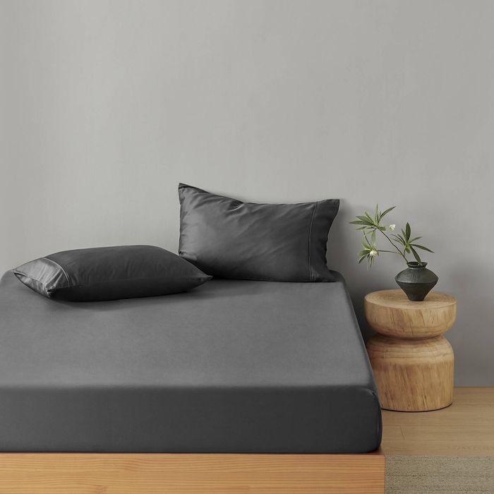 Natural Home Bamboo Fitted Sheet Set Charcoal King Single Bed