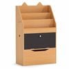 Costway Kid Bookshelf Toy Organizer Cabinet Drawer Chalkboard Hook Natural