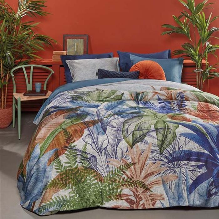 Bedding House Queen Blue Isla Blue Cotton Sateen Quilt Cover Set