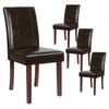 ALFORDSON Set of 4 Dining Chairs Cafe Kitchen High-Back Chair Glossy PU Leather Brown
