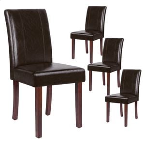 ALFORDSON Set of 4 Dining Chairs Cafe Kitchen High-Back Chair Glossy PU Leather Brown