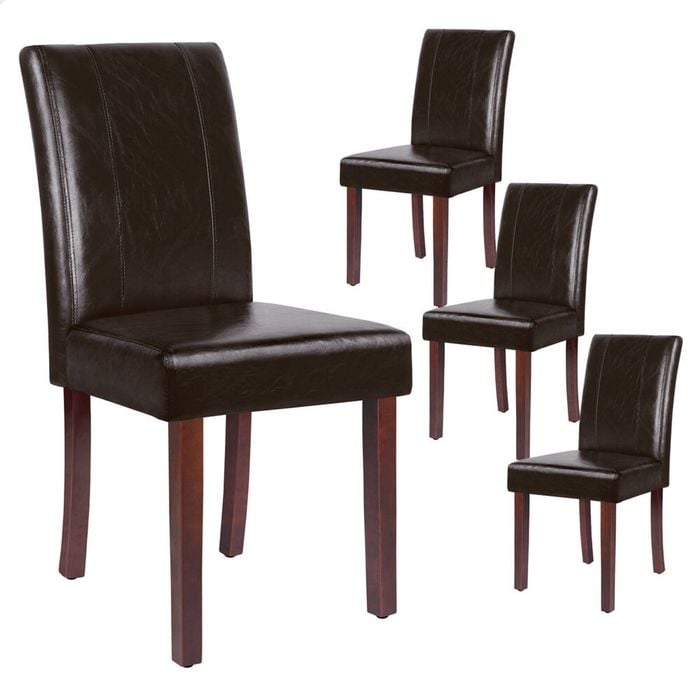 ALFORDSON Set of 4 Dining Chairs Cafe Kitchen High-Back Chair Glossy PU Leather Brown