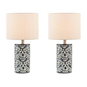 Clay & Kin 31.5cm Blue Hampton Table Lamp Set of 2