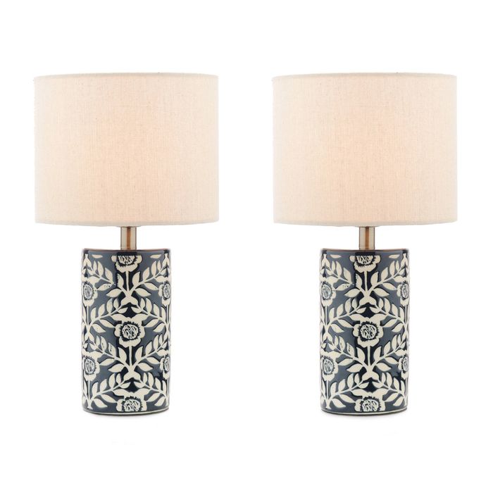 Clay & Kin 31.5cm Blue Hampton Table Lamp Set of 2