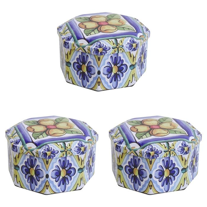 3PK LVD Santorini 11cm Metal Tin Home/Bedroom Decorative Canister