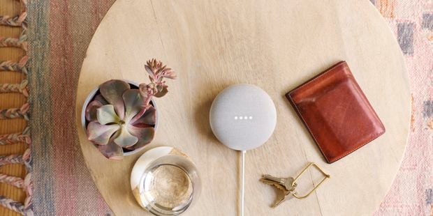 Google Mini in the living room being used