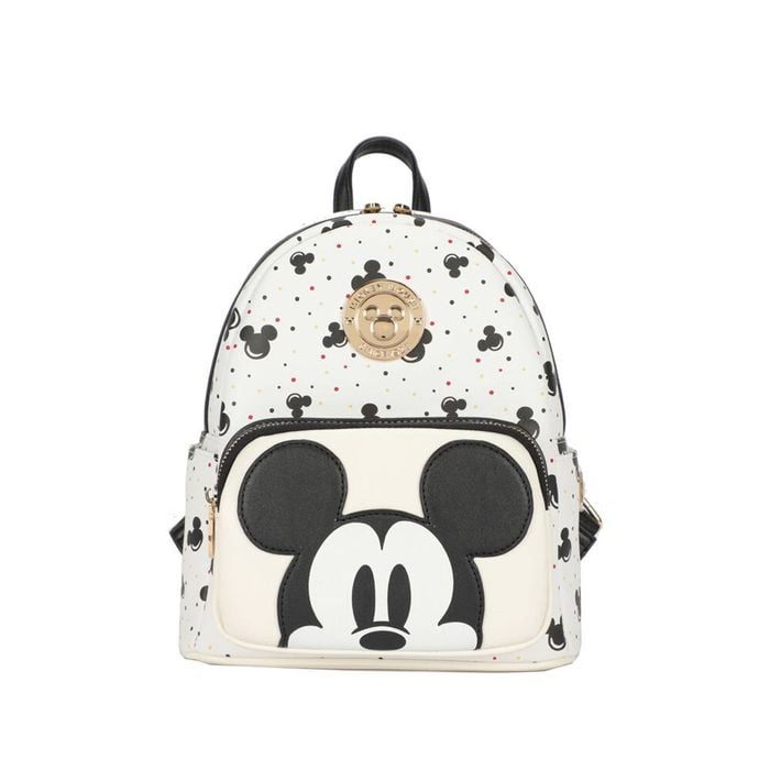 Disney Mickey Deluxe PU Leather Backpack 25x29cm - Black/White