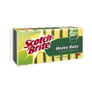 3M Scotch-Brite 120mm x 80mm Heavy Duty Scrub Sponges - 8 Pack