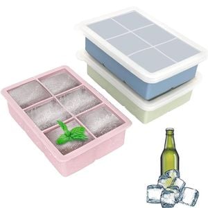 Catzon 3 Pcs Silicone Ice Cube Trays with Lid 6-Cavity,Easy Release for Cocktails & Beverages