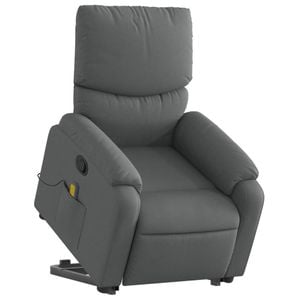 vidaXL Stand up Massage Recliner Chair Armchair Single Sofa Dark Grey Fabric