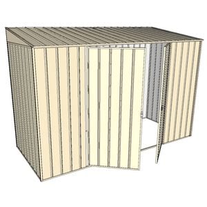Build-A-Shed 1.2 x 3.0 x 2.0m Skillion Double Hinged Side Doors Shed - Cream