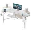 Eureka Ergonomic 70" Wing Shaped Studio Desk With Keyboard Tray - White