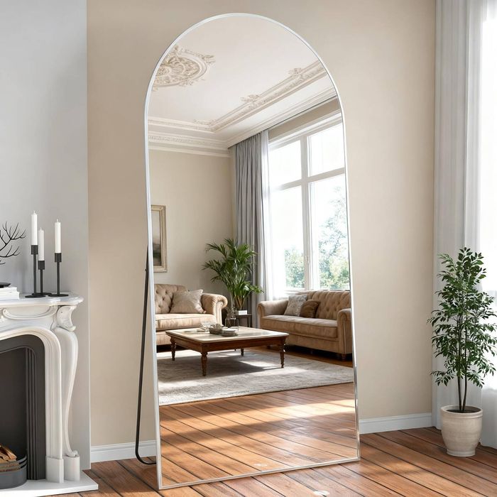 OAKORY 180x80cm Arched Full Length Mirror Full Body White