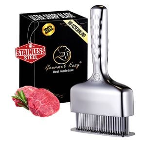 Gourmet Easy Meat Tenderizer Stainless Steel Long Handle Heavy Duty Easy Clean