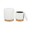 P&P White Set Of Two Sherpa Fur Storage Ottoman with Wood Base