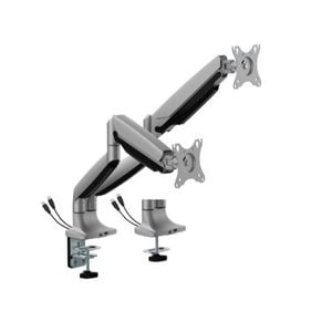 Brateck Ldt82-c024uc Dual Screen Heavy-duty Gas Spring Monitor Arm With Usb Ports For Most 17'~35' Monitors, Matte Silver(new)