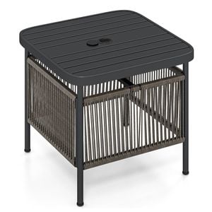 Costway Pe Rattan Side Table Patio Square Coffee Table