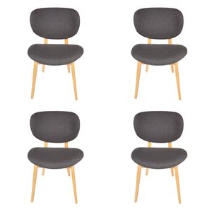 Pack of 4 | Nobu Upholstered Dining Chair | Natural Legs - Dark Grey Fabric