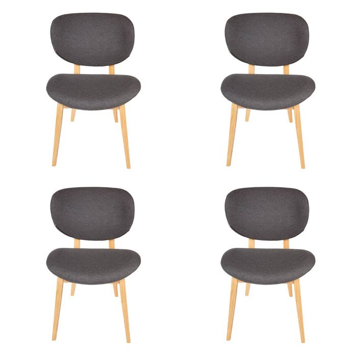 Pack of 4 | Nobu Upholstered Dining Chair | Natural Legs - Dark Grey Fabric