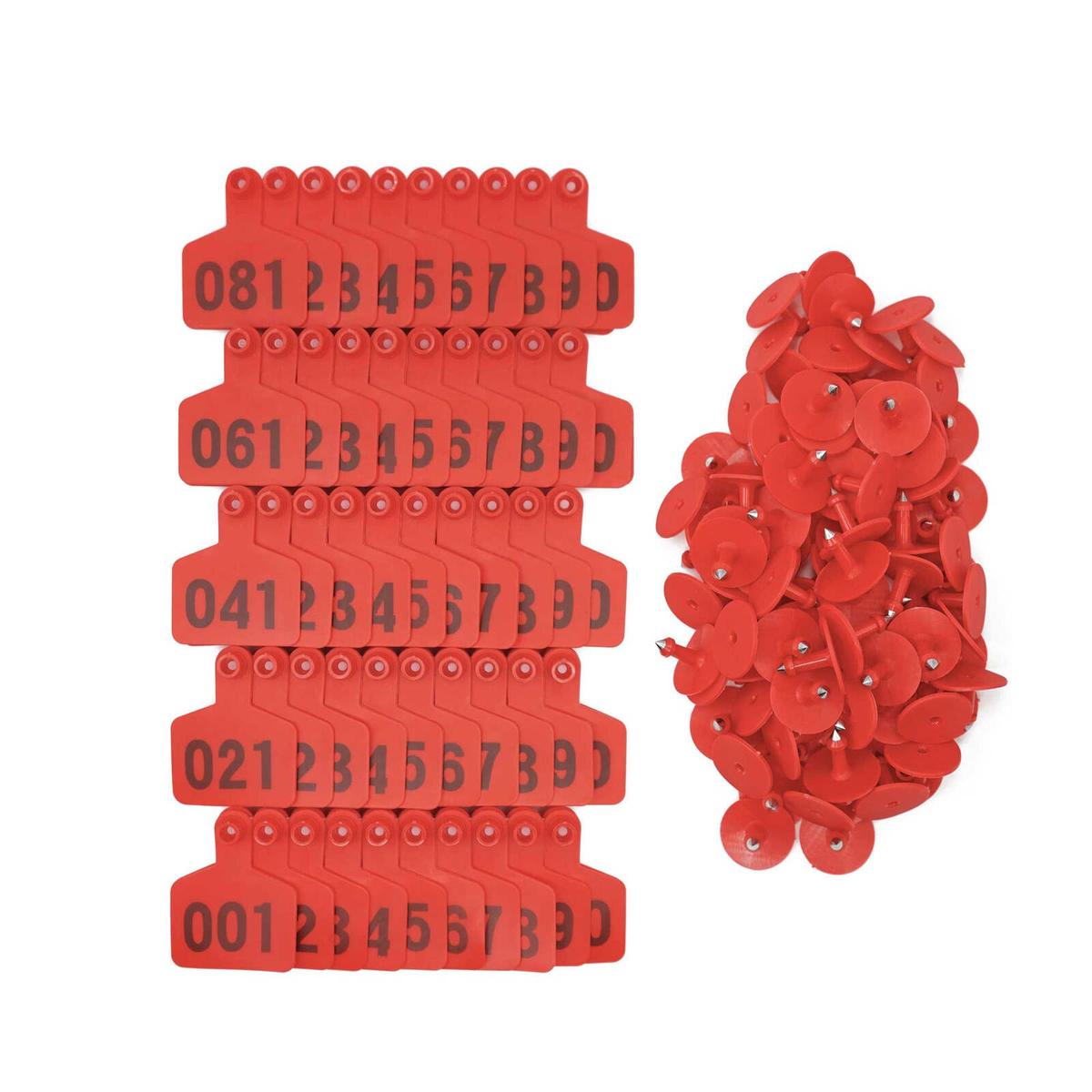 1-100 Cattle Number Ear Tags 5x4cm Set - Small Red Pig Goat Livestock ...