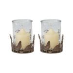 Willow & Silk Set of 2 Garden Chook Candleholders - Rust