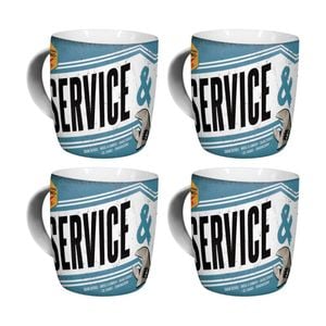 4x Nostalgic-art Ceramic Mug Service Repair Blue Retro Print 330ml