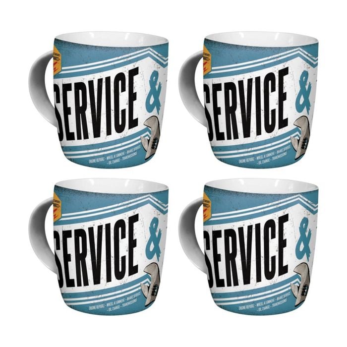 4x Nostalgic-art Ceramic Mug Service Repair Blue Retro Print 330ml