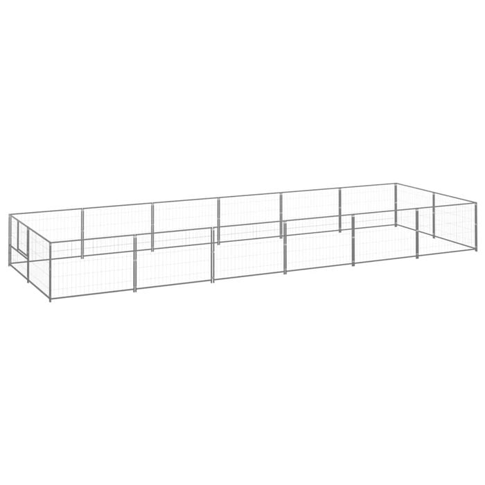 vidaXL Dog Kennel Steel Outdoor Puppy Enclosure - Silver