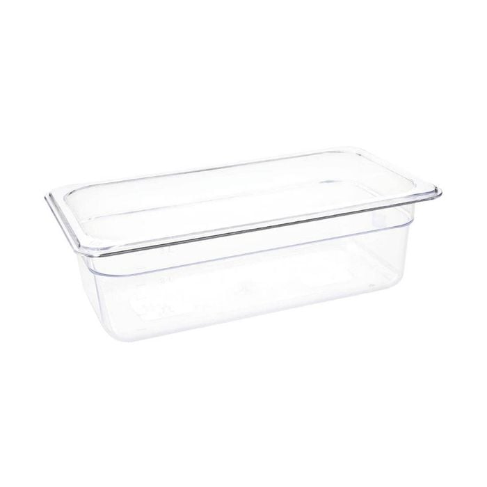 Vogue Gastronorm Food Pan Clear Polycarbonate Gn 1/3 100mm Deep Commercial Kitchen Storage Container