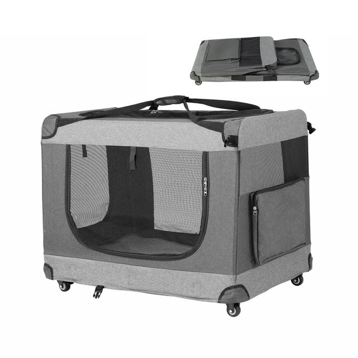 Costway Portable Pet Travel Carrier Extra Large Soft Pet Crate 92.5x63x71cm Grey