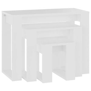 vidaXL 3x Nesting Tables White Couch Side End Coffee Table