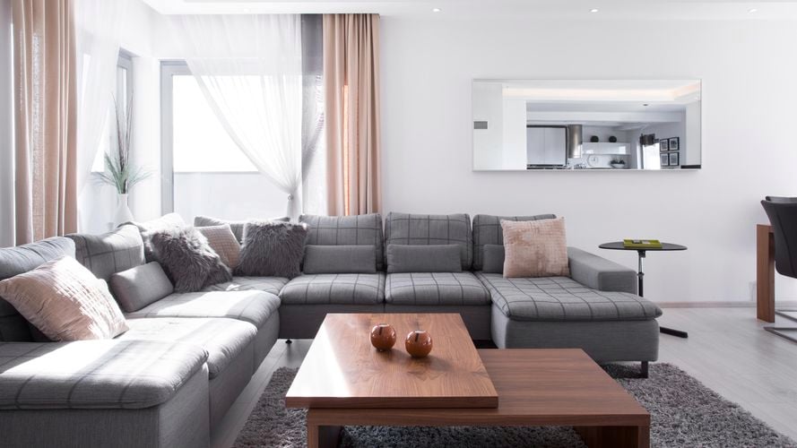 Living room with sheer curtains