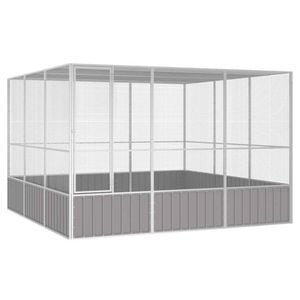 vidaXL Bird Cage Grey Galvanised Steel Parrot Pigeon Cage Bird House Aviary