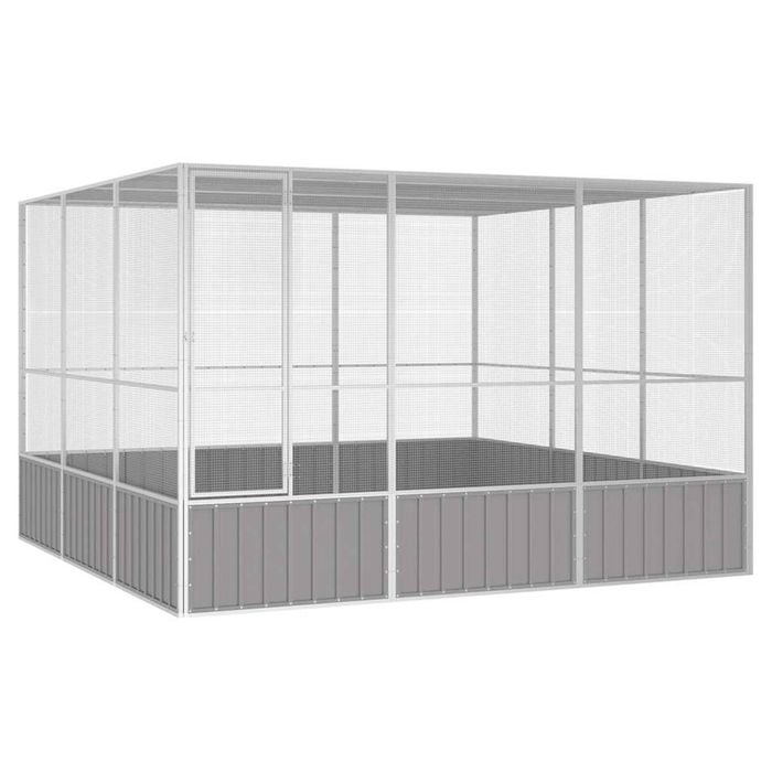 vidaXL Bird Cage Grey Galvanised Steel Parrot Pigeon Cage Bird House Aviary