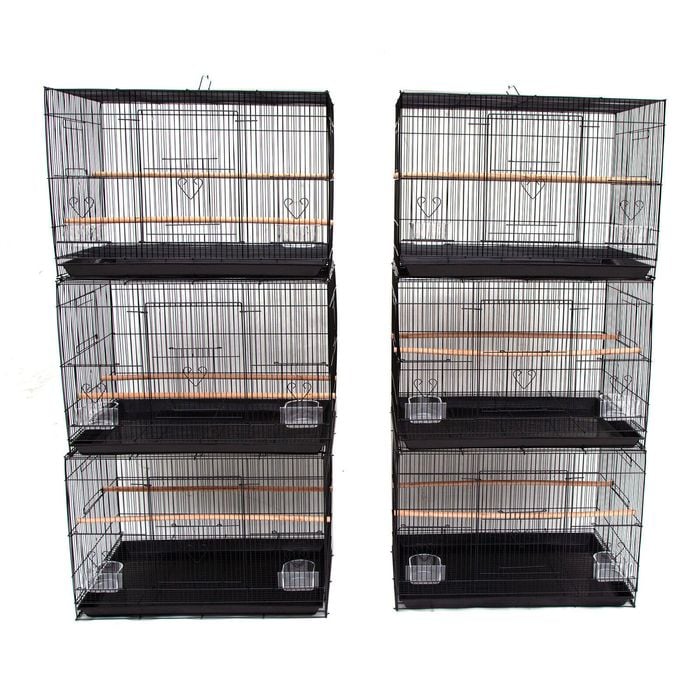 Set of 6 Canary Finch Budgie Breeding Bird Cage 60x41x41cm Black Breeding Bird Cage