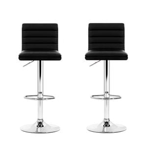Homfurn Set Of 2 Bar Stools, Padded Leather, Gas Lift, Modern Kitchen Dining Furniture