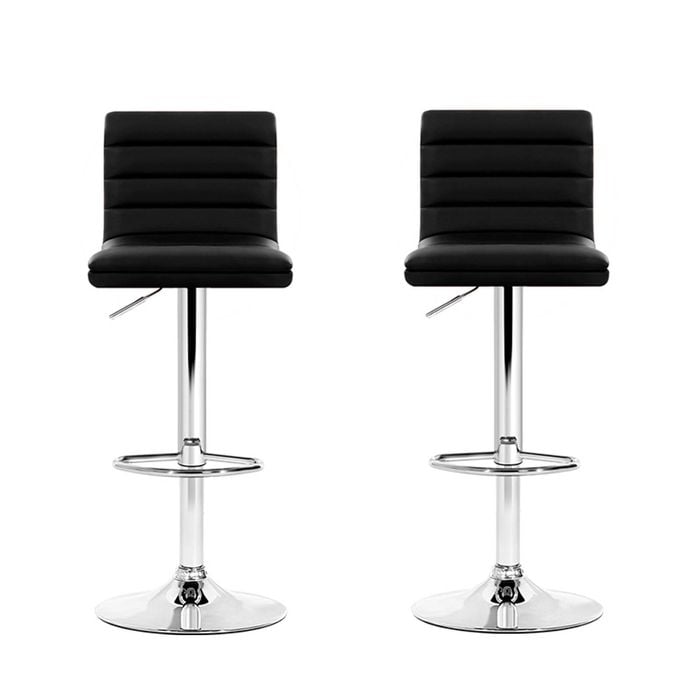 Homfurn Set Of 2 Bar Stools, Padded Leather, Gas Lift, Modern Kitchen Dining Furniture