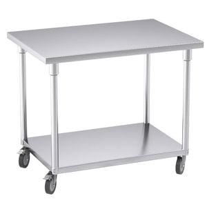 Soga 100cm Stainless Steel Work Bench with Wheels