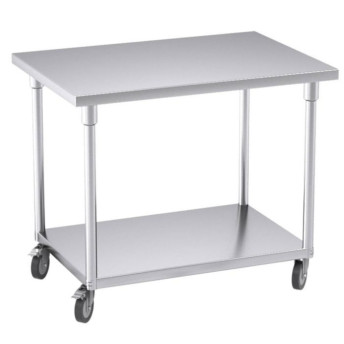 Soga 100cm Stainless Steel Work Bench with Wheels