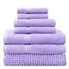 LINENOVA 7 Pieces Cotton Towels Bath Towel Hand Washer Face Cloth Bath Mat Set - Lavender